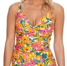 Anne Cole Underwire Twist Front Tankini Top 32C/34B Floral Slimming Bottoms