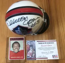 DEACON JONES Signed Autographed HOF Mini Helmet, RAMS, 8x All Pro, Dec'd, COA
