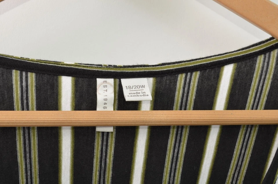 Top túnica Cato para mujer 18/20 W 2X algodón modal negro manga acampanada Foto 3 de 4