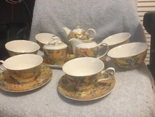 Park Chateau Teapot, 4 Bowls, Creamer, Sugar Bowl, Tray, Tea Cups & Saucers