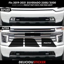 For 19-21 Chevy Silverado 2500 3500 SMOKE Fog Light PreCut Tint Overlays Vinyl