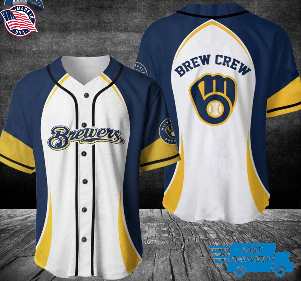 Milwaukee Brewers Brew Crew Baseball Jersey Custom Name Hot Color Size  S-3XL