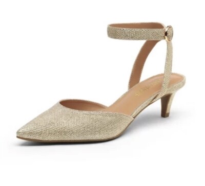 DREAM PAIRS Low Heels Women Gold Wedding Dress Closed Toe Ankle
