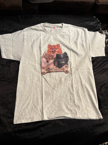 Pomeranian graphic short sleeve gray t-shirt Adult sz L for dog and pom lovers - Picture 3 of 4