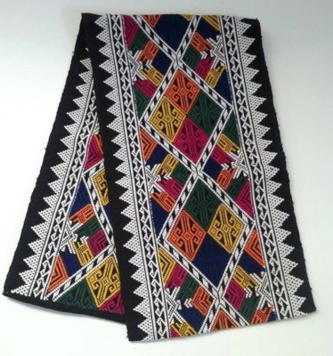 VINTAGE LAOTIAN TEXTILE SILK WEAVING ARTISTIC FRAGMENT LAOS COLORFUL PATTERN 