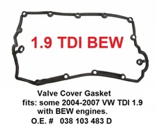 VALVE COVER GASKET fits VW TDI Diesel 1.9 BEW Engines 2004-2007 some models BEW