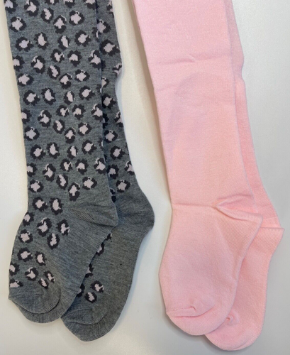 Keds 2 Pairs Sweater Girl's Toddler Tights Size: 6-8 Pink and Animal Print - Picture 3 of 7