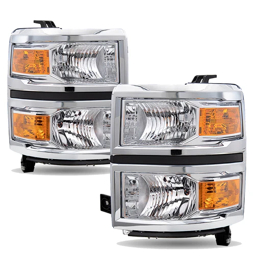 For 2014-2015 Chevy Silverado 1500 Chrome Amber Headlights Headlamps L+R Pairs - Bild 7 von 7