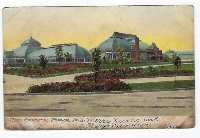 1906 Illustrated Post Card Phipps Conservatory, Pittsburgh Glitter Outline
