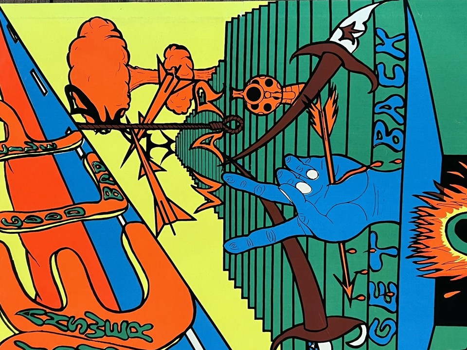 1971 HOUSTON Blacklight Poster 'SPEAK' Psychedelic Abstract Hippie Sign