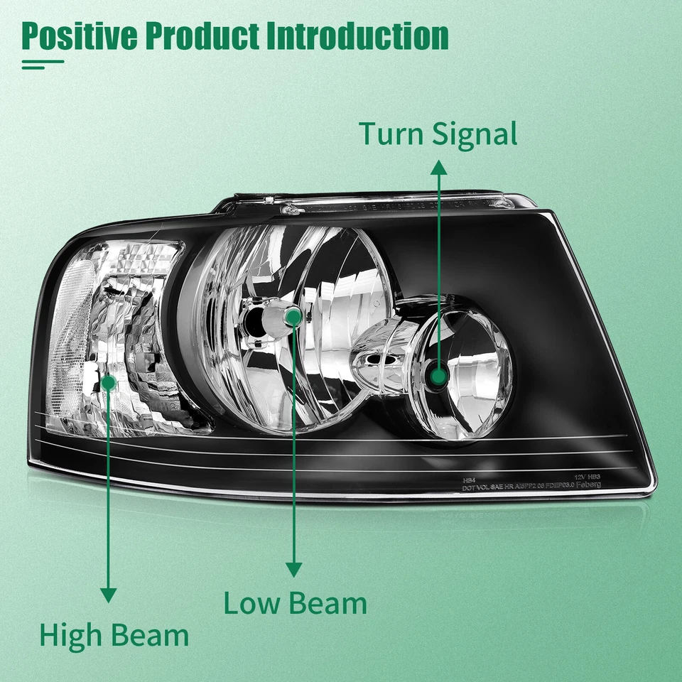 Fits 2003-2006 Ford Expedition Headlights Assembly Replacement Pair Left + Right - Изображение 2 из 4
