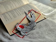 Koi Fish Bookmark ? Japanese Style Tassel Bookmark ? Red & White Design ? Gift