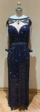 Mother Of The Bride Dress Size 14 Navy Beaded/Embroidered