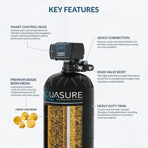 AQUASURE Digital Metered Water Softener System 48,000 Grain Sodium Chloride - Picture 4 of 9