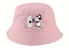 New Cartoon Mickey Mouse Pattern Pink Bucket Hat Stylish for Disneyland Girl's