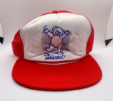 VTG 80's Hanes Snapback Trucker Hat "Im Huggable!" Hugs Unlimited 1985 (READ)