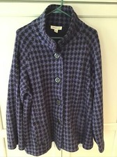 Coldwater Creek Wool Houndstooth Button Jacket Purple Black Size XL Pockets