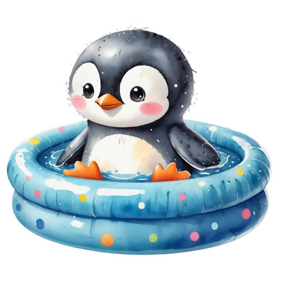 Wandtattoo Aufkleber Pinguin bei Pool Party       Wandaufkleber 18X18 cm Groß