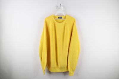 Vtg 90s Lands End Mens XL Long Blank Cotton Ribbed Knit Crewneck 