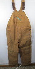 Key Imperial Brown Canvas Duck Double Knee Bib Overalls Mens 44 x 32 USA Made