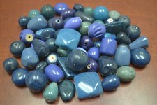 150 PCS ASSORT BLUE RESIN BEADING BEADS 1/2" - 1 1/4" T-4104