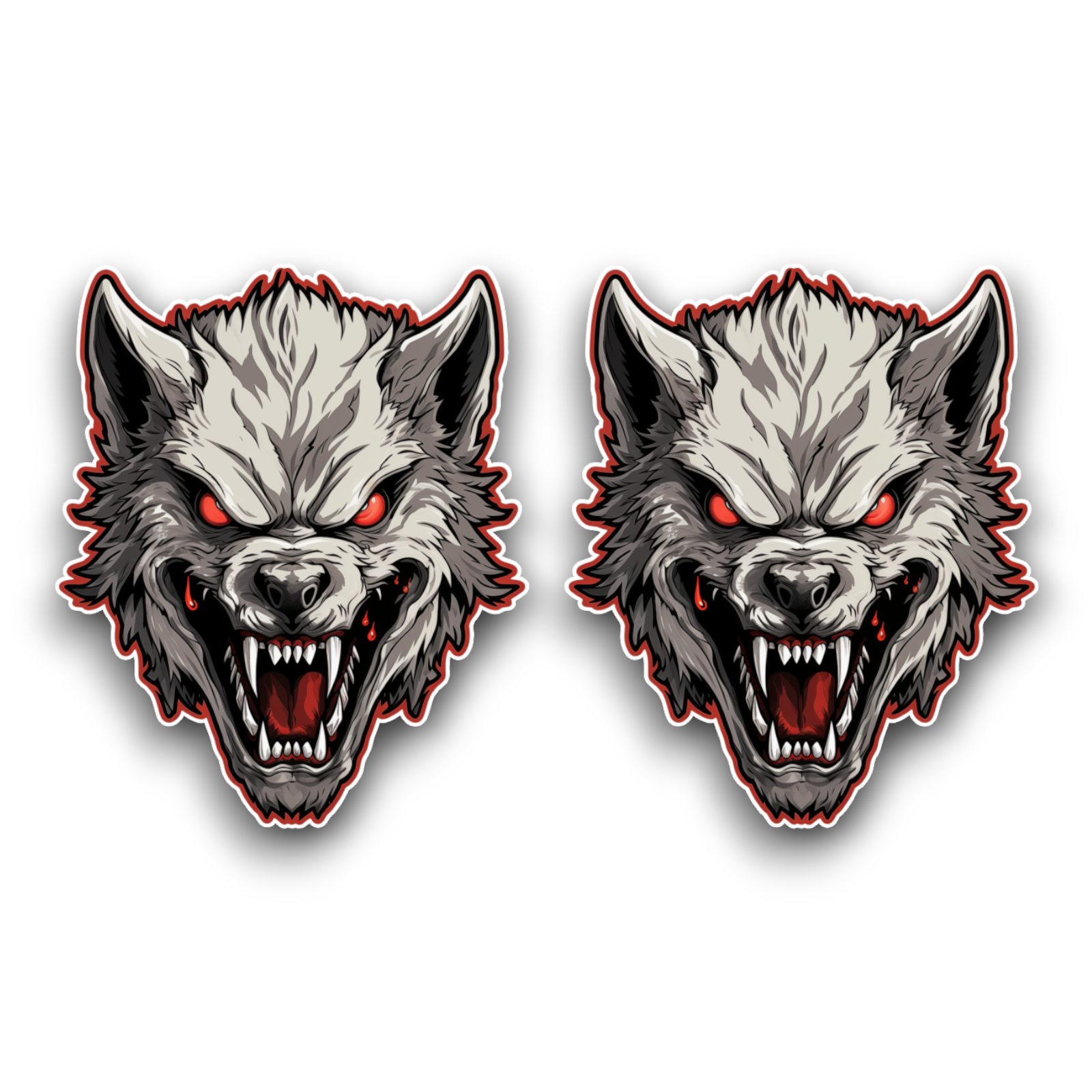 2x Small Angry Zombie Wolf Vinyl Sticker Decals For Car Window Laptop ...