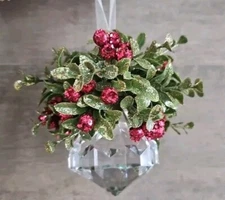 Ganz Kissing Krystals 5" Mistletoe Clear Teardrop Christmas Decor Ornament