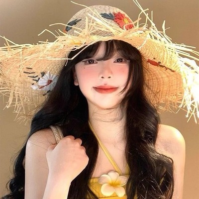 The Most Beautiful Hay 100% straw made Embroidered straw hat with floral