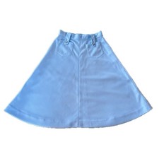 Vintage Handmade 70s Powder Blue A-Line Skirt Front Pockets Girls Kids Retro