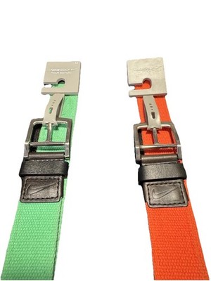 Nike Golf Men's Belts Medium Green & Orange Leather Cotton Adjustable 