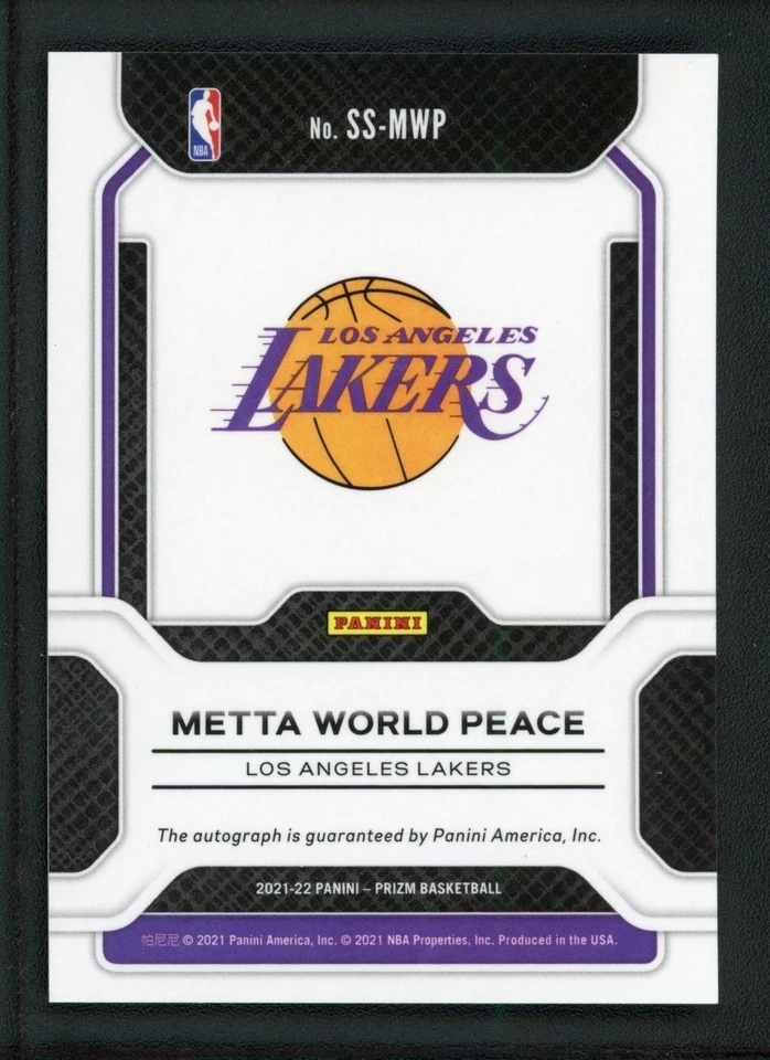 2021-22 METTA WORLD PEACE AUTO PANINI PRIZM SENSATIONAL SIGNATURES AUTOGRAPHS - Image 2 of 2