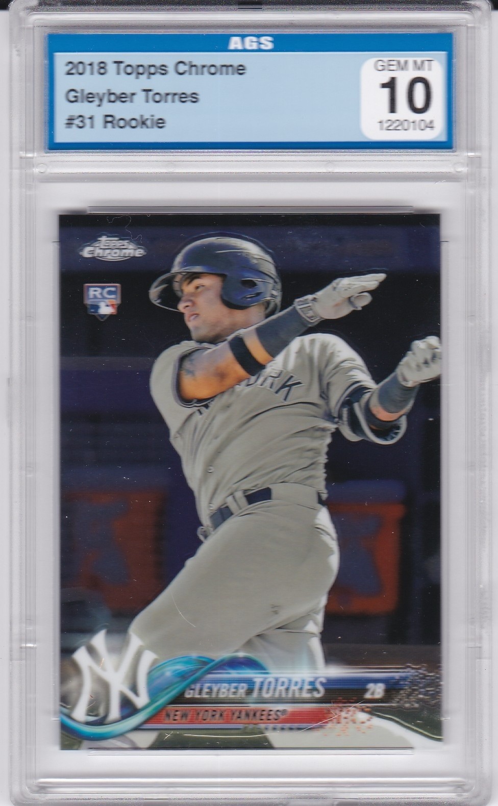 GLEYBER TORRES ROOKIE CARD $$ GEM MINT 10 New York Yankees 2018 TOPPS CHROME RC!
