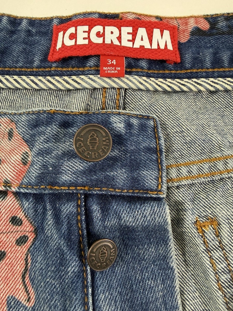 BBC Icecream Luck Jeans Size 34x31 Distressed Dice Print
