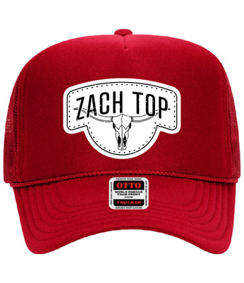 Zach Top DTF Print Patch On Solid Red Otto Snapback Hat Cap