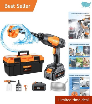 #ad Cordless 970PSI Portable Pressure Washer with Rechargeable Battery amp; 6 in 1 N... $130.87