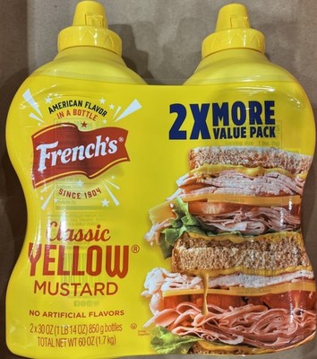 French's 100% Natural Classic Yellow Mustard   30 oz. Each, 2 Packs