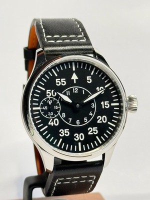 Fliegeruhr 41mm, Handgefertigt, Handaufzug Baumuster B, Saphirglas, | Garantie