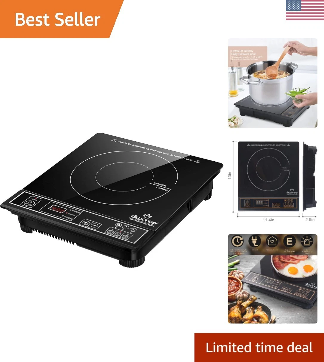 Elegant 1800W Induction Cooktop with Digital Control - Perfect for Any Kitchen