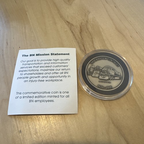 Burlington Northern Railway 1970 to 1995 25th Anniversary Limited Edition Coin