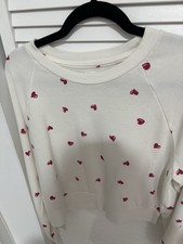 White With Red Hearts, Sweatshirt, Size, Medium
