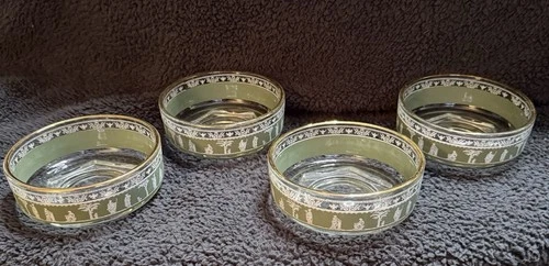 Set of 4 Vintage Jeanette Wedgwood Green Helenic Jasperware Berry Bowls