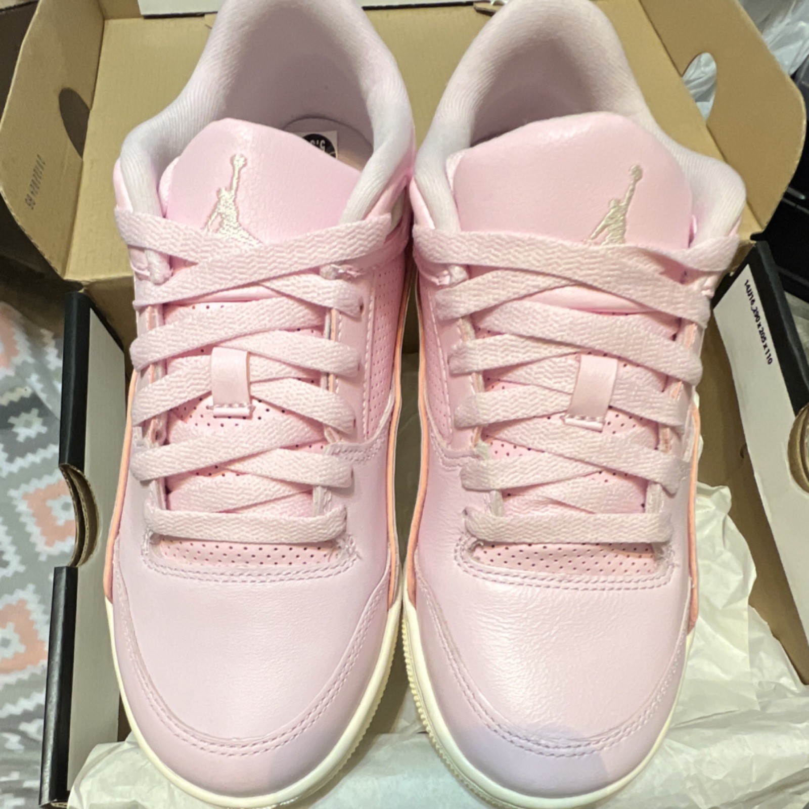Jordan Flight Pink White Leather Kids Sneakers 5.5Y Low Top Basketball Shoes