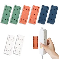 6 Pack Self Adhesive Power Strip Holder Punch Free Socket Holder for Home Office