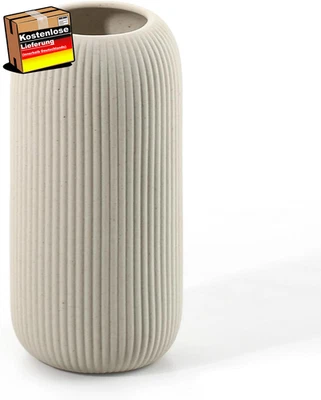Keramik Vase zylindrisch für Blumen und Dekorationen, modern, weiß, 30cm - Bild 1 von 4