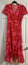 Shein Women's Red & Pink Floral Design Wrap Dress Size Medium