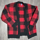 Old Navy Girls Cozy Textured-Knit Open-Front Cardigan Red Buffalo Plaid M (8) — photo 1