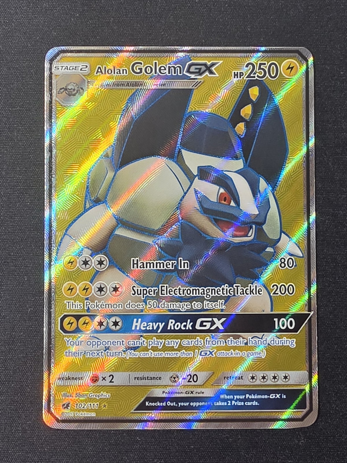 Alolan Golem GX (Full Art) 102/111 Sm-Crimson Invasion Holo