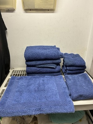 Abyss Habidecor Blue Egyptian Cotton Towel Set - 4 Bath, 4 Hand, 2 Mats (Stains)