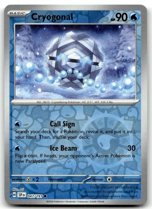 Cryogonal 047/191 Common Surging Sparks Pokemon Reverse Holo Lightly Played