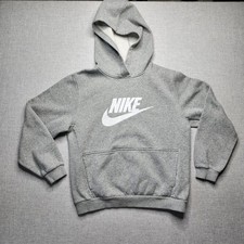 Nike Pullover Hoodie Youth XL Gray Sweatshirt Gym Kangaroo Pocket Logo Swoosh